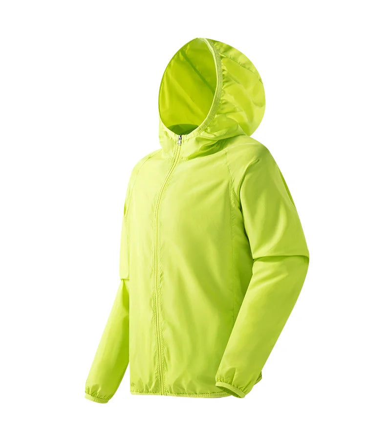 JNLN Men Women Waterproof Hiking Jacket Quick Dry Sun Protection Windbreaker Unisex Camping Climbing Outdoor Sports Rain Coat