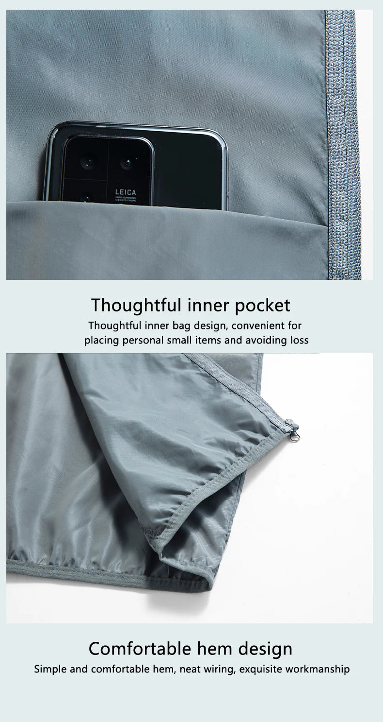 JNLN Men Women Waterproof Hiking Jacket Quick Dry Sun Protection Windbreaker Unisex Camping Climbing Outdoor Sports Rain Coat