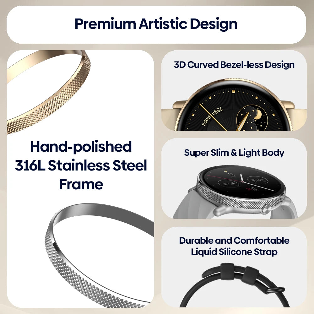 Zeblaze GTR 3 Pro Voice Calling Smart Watch 1.43" AMOLED Display 316L Stainless Steel Frame Fitness Tracking Smartwatch