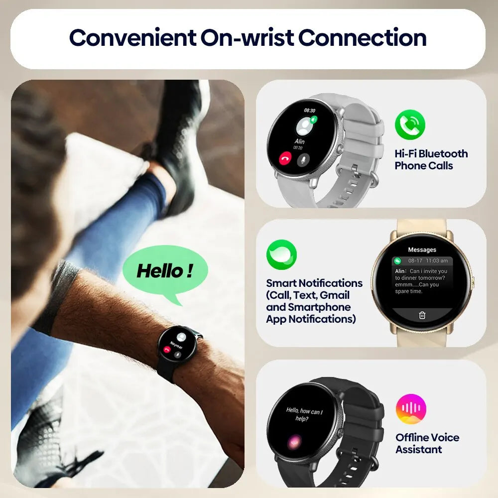 Zeblaze GTR 3 Pro Voice Calling Smart Watch 1.43" AMOLED Display 316L Stainless Steel Frame Fitness Tracking Smartwatch