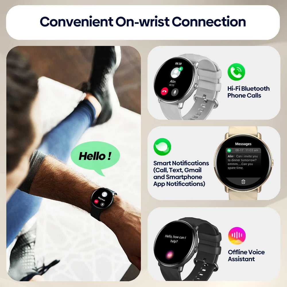 Zeblaze GTR 3 Pro Voice Calling Smart Watch 1.43" AMOLED Display 316L Stainless Steel Frame Fitness Tracking Smartwatch