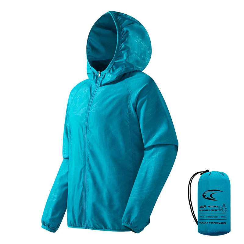JNLN Men Women Waterproof Hiking Jacket Quick Dry Sun Protection Windbreaker Unisex Camping Climbing Outdoor Sports Rain Coat