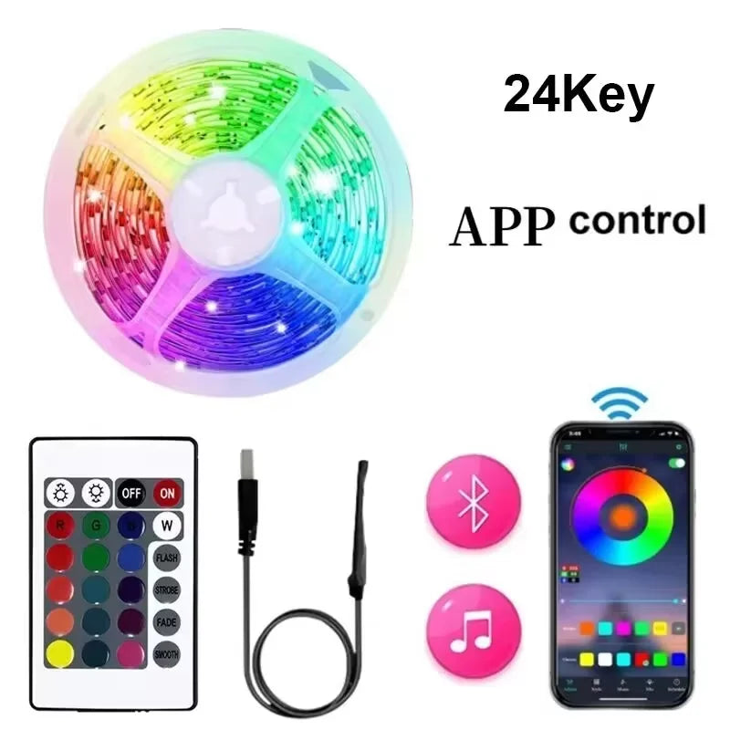 DC 5V USB LED Strip Lights APP Control Color Changing 5050 RGB Led Light Flexible Lamp Tape for Room Decoration Party Atmosphere