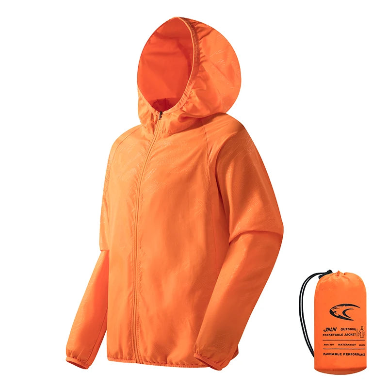 JNLN Men Women Waterproof Hiking Jacket Quick Dry Sun Protection Windbreaker Unisex Camping Climbing Outdoor Sports Rain Coat