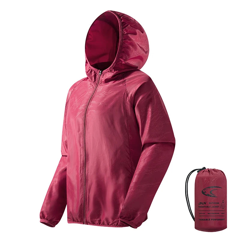 JNLN Men Women Waterproof Hiking Jacket Quick Dry Sun Protection Windbreaker Unisex Camping Climbing Outdoor Sports Rain Coat