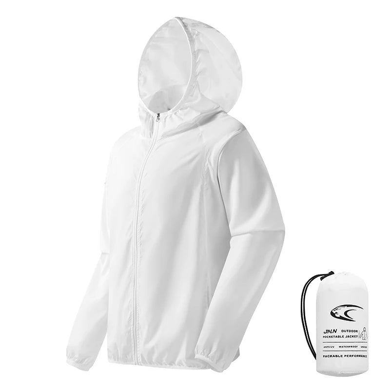 JNLN Men Women Waterproof Hiking Jacket Quick Dry Sun Protection Windbreaker Unisex Camping Climbing Outdoor Sports Rain Coat