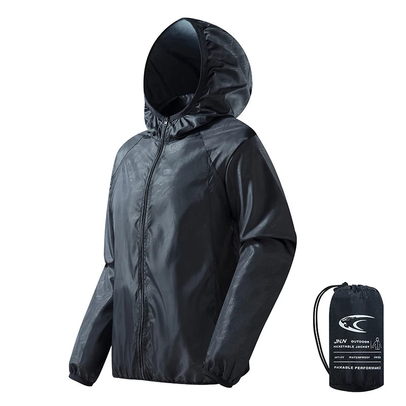JNLN Men Women Waterproof Hiking Jacket Quick Dry Sun Protection Windbreaker Unisex Camping Climbing Outdoor Sports Rain Coat