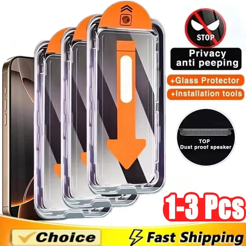 Oleophobic Coating Dust Free Installation Privacy Screen Protector For iPhone 17 Pro Max 16 15 13 14 Pro 11 12 16e Mini SE XR 7