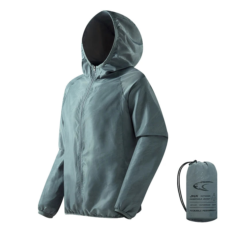 JNLN Men Women Waterproof Hiking Jacket Quick Dry Sun Protection Windbreaker Unisex Camping Climbing Outdoor Sports Rain Coat
