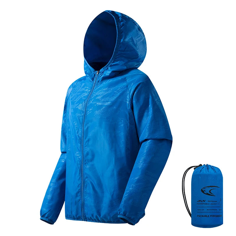 JNLN Men Women Waterproof Hiking Jacket Quick Dry Sun Protection Windbreaker Unisex Camping Climbing Outdoor Sports Rain Coat